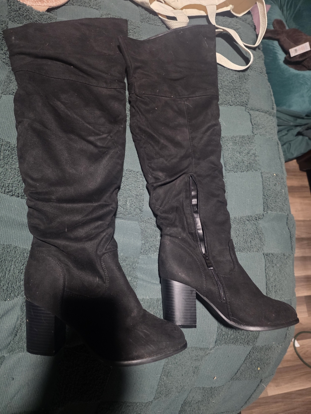 Black Over-the-Knee Block-Heel Women's Boots